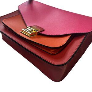 Pink & Orange Colorblock Crossbody Bag with Gold Clasp – NWOT